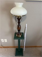 Green Side Table & Vintage Lamp