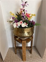 Wooden Side Table & Gold foot Tin. Table