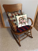 Wooden Rocking Chair with Pillows
