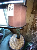 Tiffany Style Lamp w/Cloth Shade 28"H