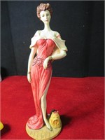 Vintage Lady Figure w/ Dog 12" Tall