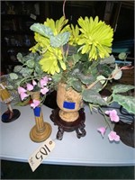 3-pcs Decorative Décor Vases w/Flowers & Stand