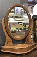 Antique shaving or dresser mirror with a hinged