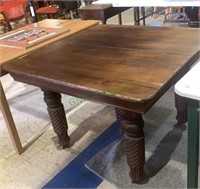 Antique oak square dining table with 5 large