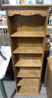 6 shelf oak bookcase display cabinet 56x15x5