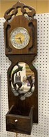 1980s cut wood wall clock and mirror with a