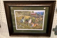Framed print signed and numbered - sheep dogs -