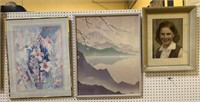 Two framed prints and a framed photograph of a
