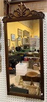 Vintage rectangular wall mirror, with a fancy top
