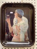 Coca-Cola advertising tin tray, lady from the