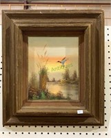 Framed original oil painting on board, signed