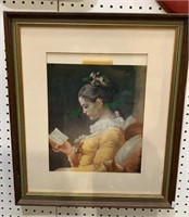 Framed print have a girl reading the book, after