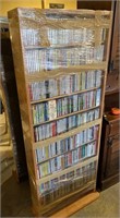 Music CD oak look shelf unit with 450 music CDs,