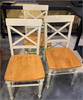 3 Dining chairs with a X backsplash, grooved