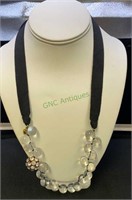 J Crew clear glass ball and rhinestone necklace
