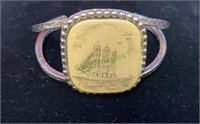 Vintage Scrimshaw cuff bracelet, with ship,
