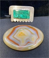 Agate belt buckle and a turquoise belt buckle,