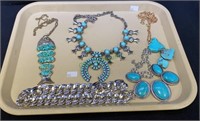 Turquoise squash blossom necklace, vintage