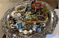 Tray lot of costume jewelry. Bracelets ,
