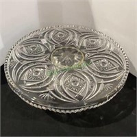Etched glass pedestal cake plate w/11 1/2 inch
