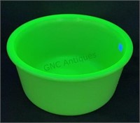 Green uranium glass mixing bowl 9 inch