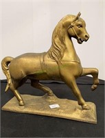 Cast iron horse figurine painted gold - 8 inches