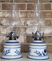 Pair of Blue and White USA LampLight Lamps