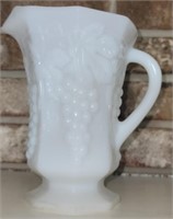 Anchor Hocking Milk glass Grape Pattern Pitcher