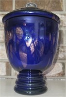 Blown Glass Cobalt Blue Vase with Lid