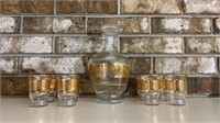 Glass Wine Bottle and Glasses Set of 9