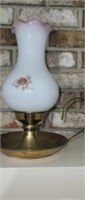 Brass candle holder with glass shade