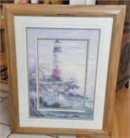 Beautiful wood frame lighthouse print