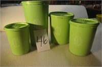 VINTAGE 4 PIECE GREEN CANISTER SET TUPPERWARE