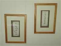 Pair of Framed Floral Art Signed by Artist '99