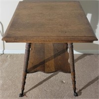 Vintage Tiger oak wood 2 tier table