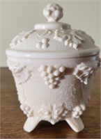 Light pink footed candy dish with lid
