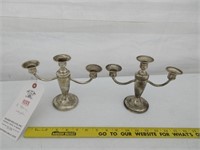 (2) Sterling weighted candle holders