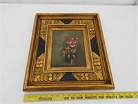 Framed signed floral painting