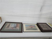 (2) Framed prints and photo jewelry cabinet