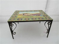 Scenic tile stand with iron legs