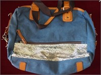 Coavas Canvas Purse Blue and Tan