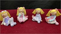 Collection of 4 Girl Figurines w/ Hearts