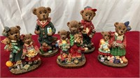 5 Bear Figurines with child bears.