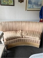 Art Deco Curved Sofa- Pale Pink- 84" Long Across