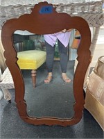 Antiq. Carved Wood Mirror w/ Wood Back Panel
