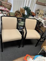 2 Art Deco Black Lacquer Arm Chairs
