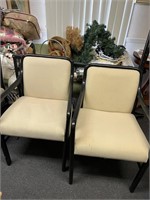 2 Art Deco Black Lacquer Arm Chairs