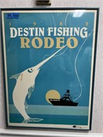 Vtg. 1982 Destin Fishing Rodeo Framed Poster