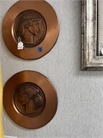 2 Art Deco Albert Gilles Copper Repousse Plates