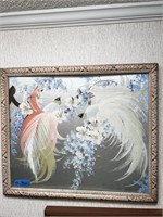 Art Deco Painting-Exotic Birds-Beautiful Frame